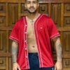 Jersey tipo baseball salsa lover para hombre color rojo vista de frente 8