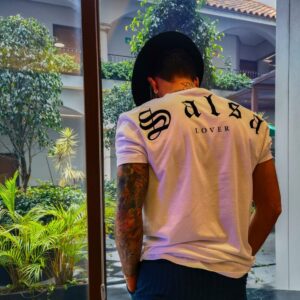 T-shirt Man Camiseta Playera Hombre Salsa Lover blanca