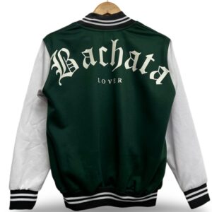 Chamarra Cazadora de universidad Jacket bomber bachata verde b