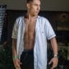 Jersey tipo baseball bachata lover para hombre color blanco vista de frente 2