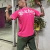 Jersey tipo baseball bachata lover para hombre color rosa fiusha vista de espalda 1