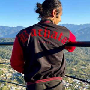 Chamarra Cazadora Bomber Jacket Bachata Lover Roja con Negro