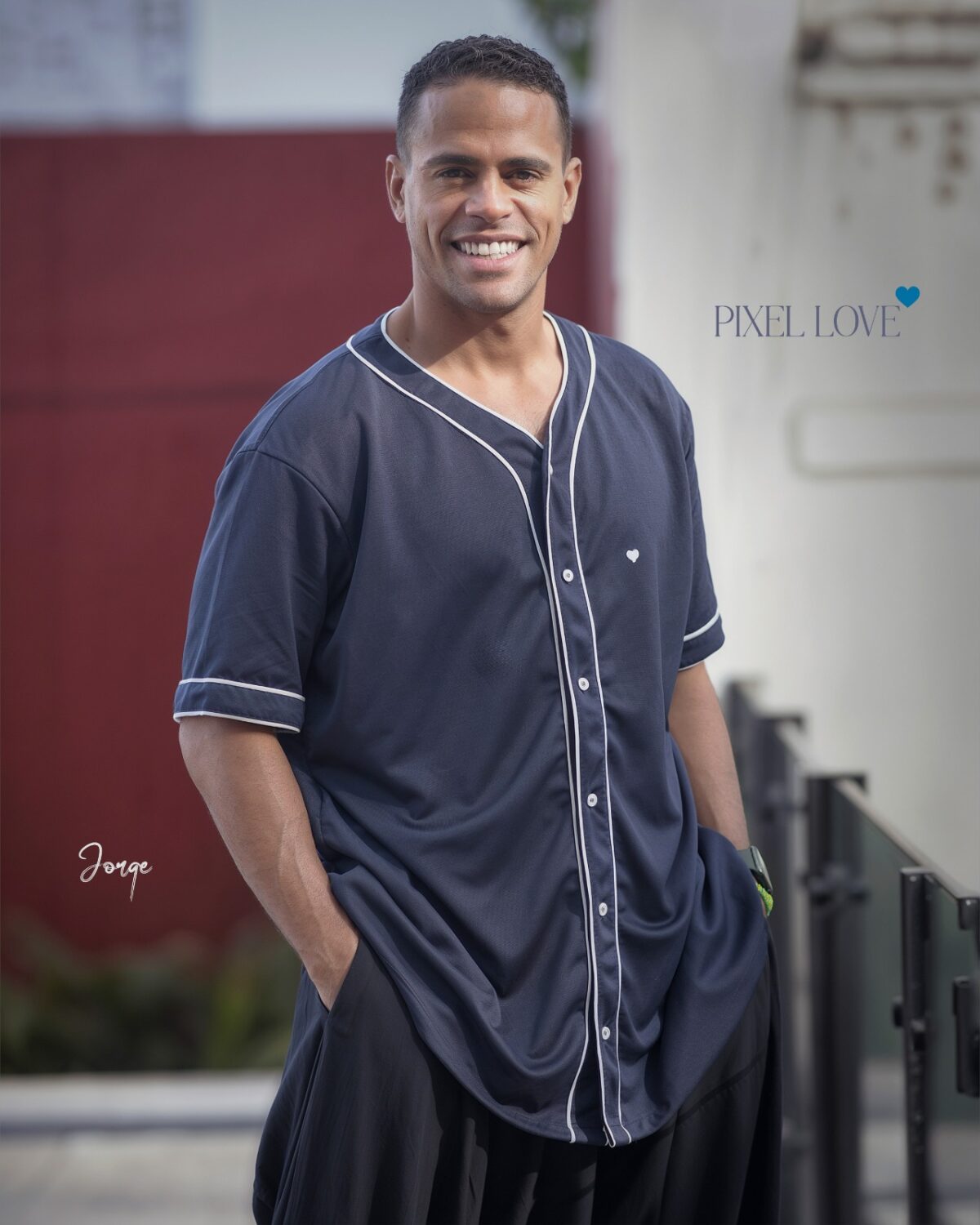 jersey salsa lover color azul marino tipo baseball unisex vista de frente 1