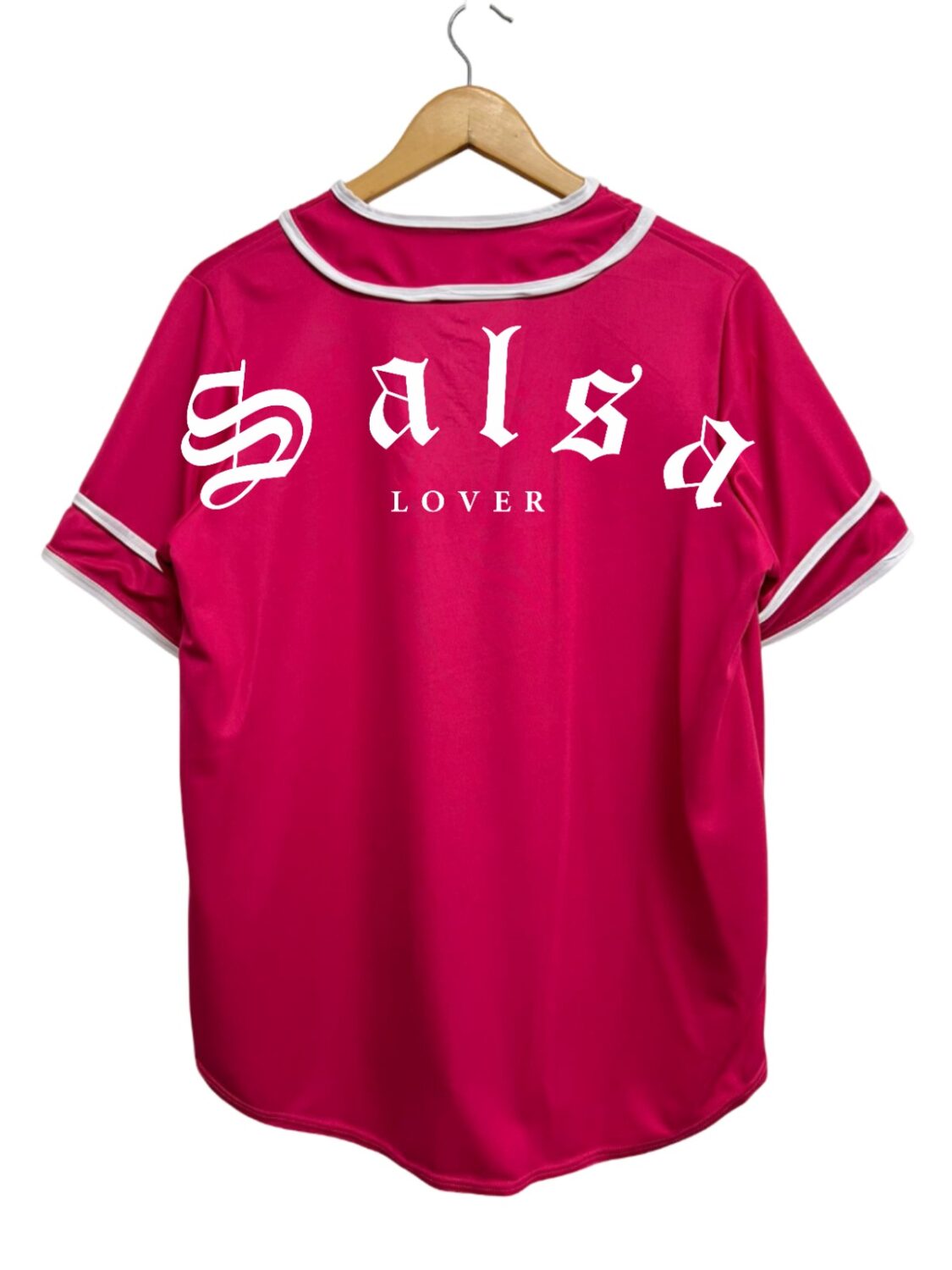 Casaca Jersey Salsa Lover rosa fiusha espalda