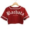 Jersey tipo baseball bachata lover crop top color rojo vista de espalda 1