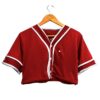 Jersey tipo baseball bachata lover crop top color rojo vista de frente 1