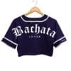 Jersey tipo baseball bachata lover crop top color azul marino vista de espalda 1