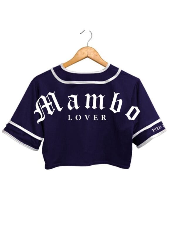 jersey crop top para mujer color azul marino mambo lover vista de espalda 1