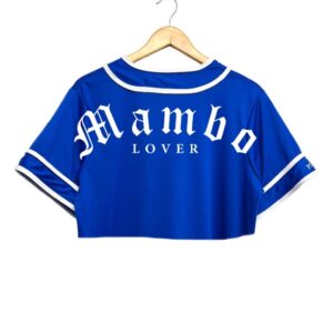 jersey crop top para mujer color azul rey mambo lover vista de espalda 1