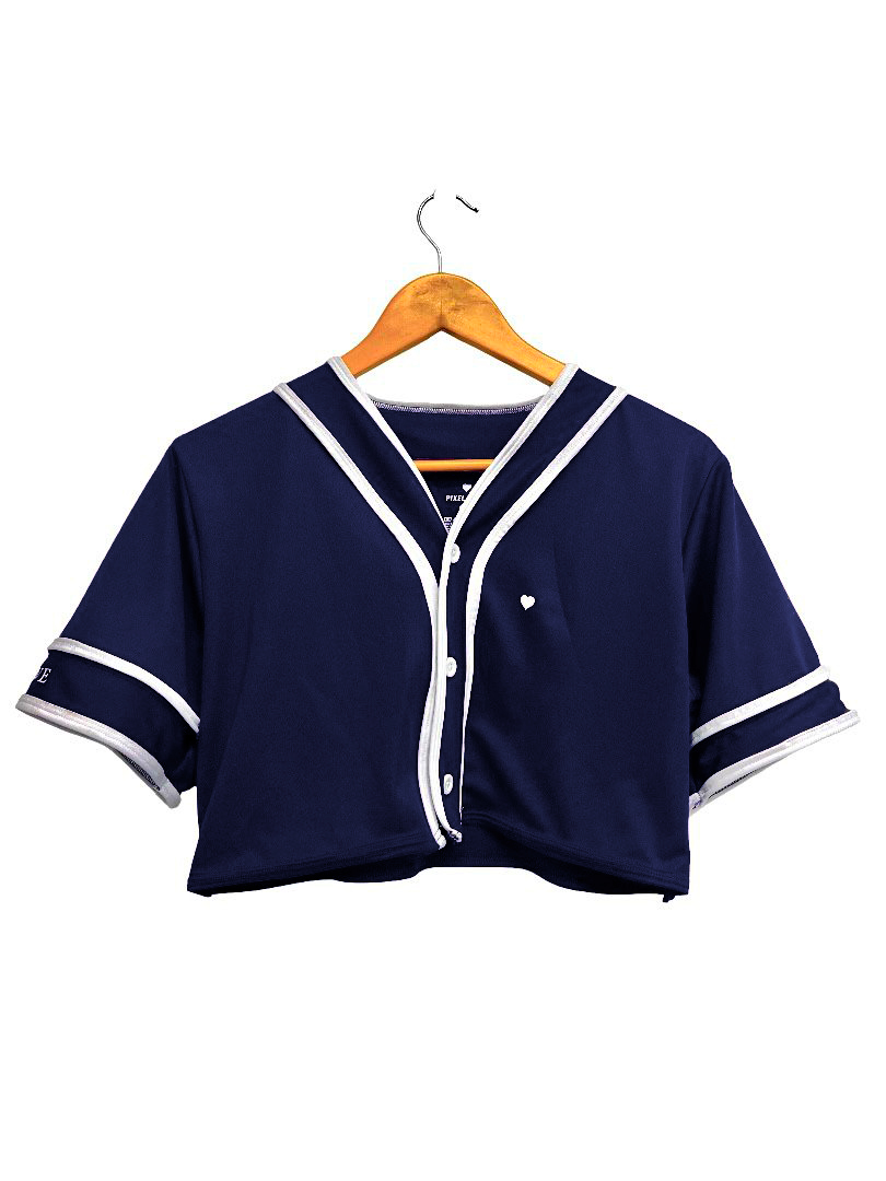 jersey crop top para mujer color azul marino salsa bachata lover vista de frente 1