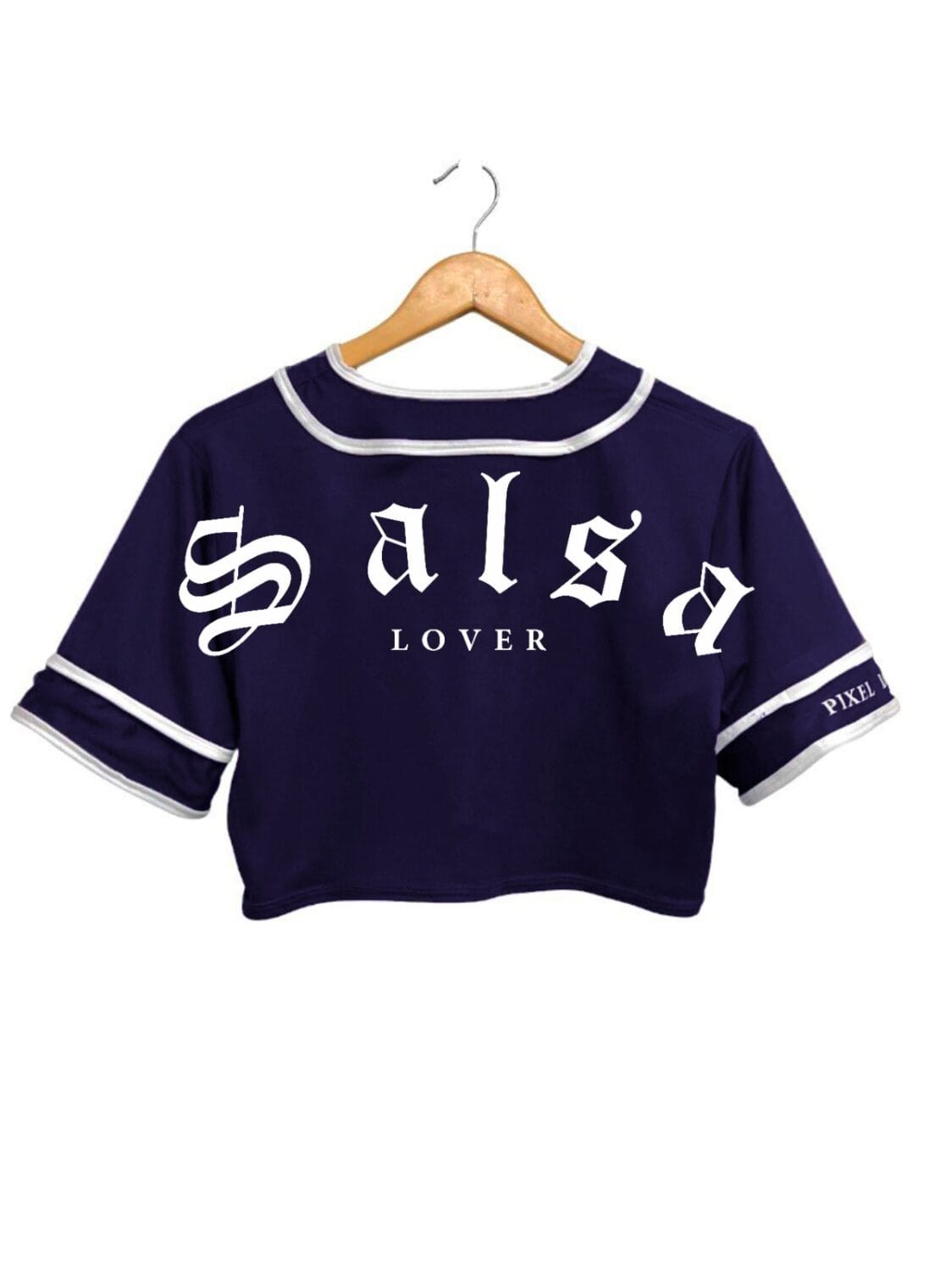 jersey salsa lover color azul marino tipo baseball para mujer tipo crop top