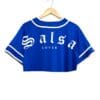 jersey salsa lover color azul rey tipo baseball para mujer espalda tipo crop top