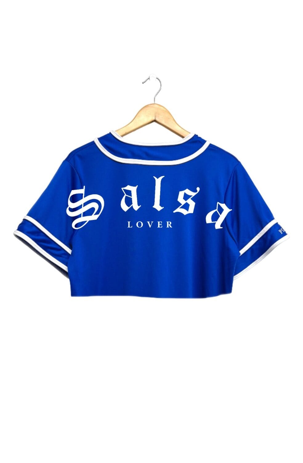 jersey salsa lover color azul rey tipo baseball para mujer espalda tipo crop top