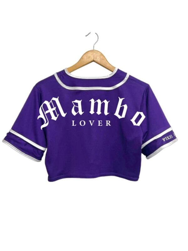 jersey crop top para mujer color morado mambo lover vista de espalda 1