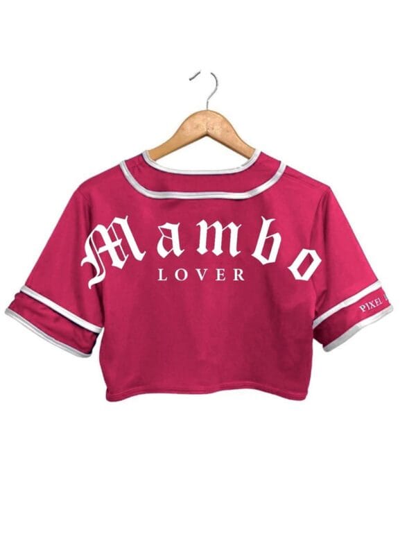 jersey crop top para mujer color rosa fiusha salsa mambo lover vista de espalda 1
