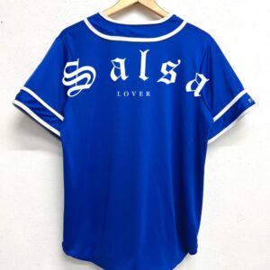 casaca jersey salsa lover tipo baseball en color azul rey vista de espalda 1