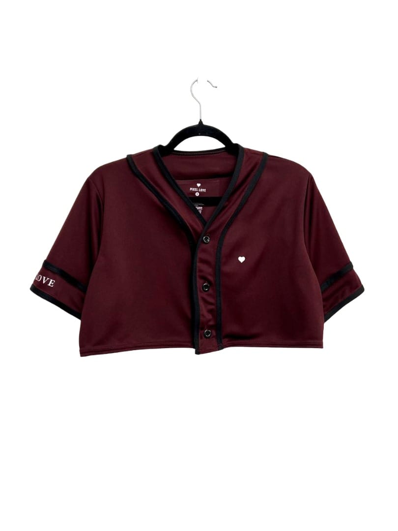 jersey crop top para mujer color guinda corinto salsa bachata lover vista de frente 1