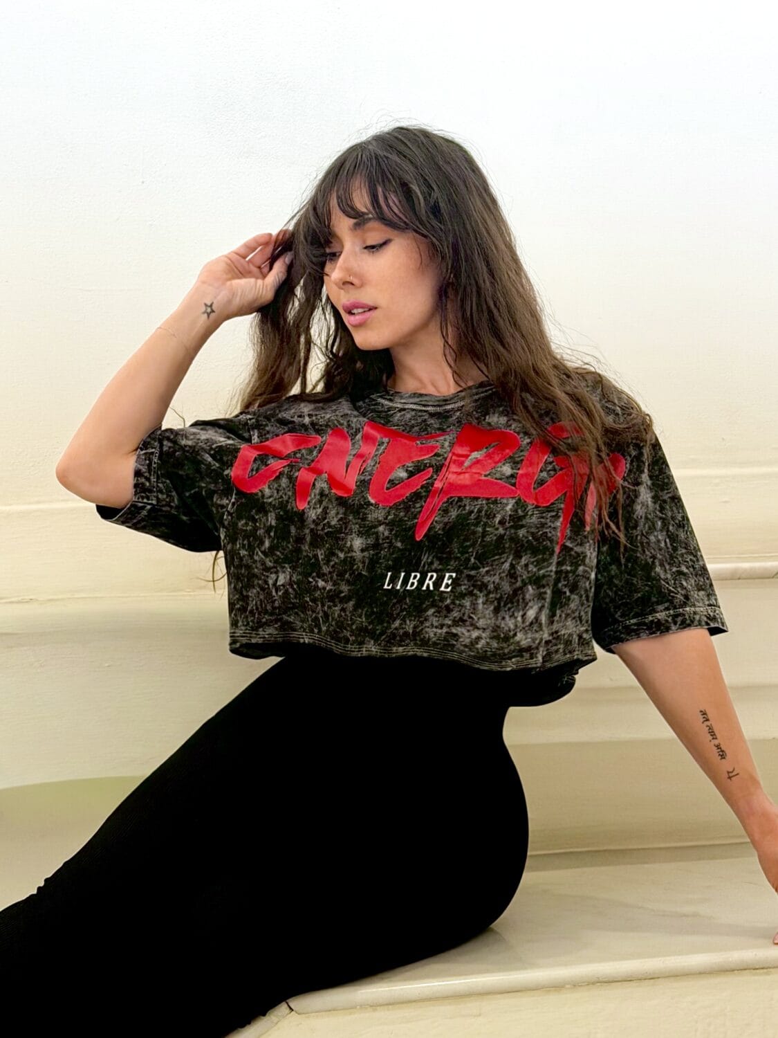 Playera Oversize Crop Top Mineral Mujer Energía Libre algodón 100% 6