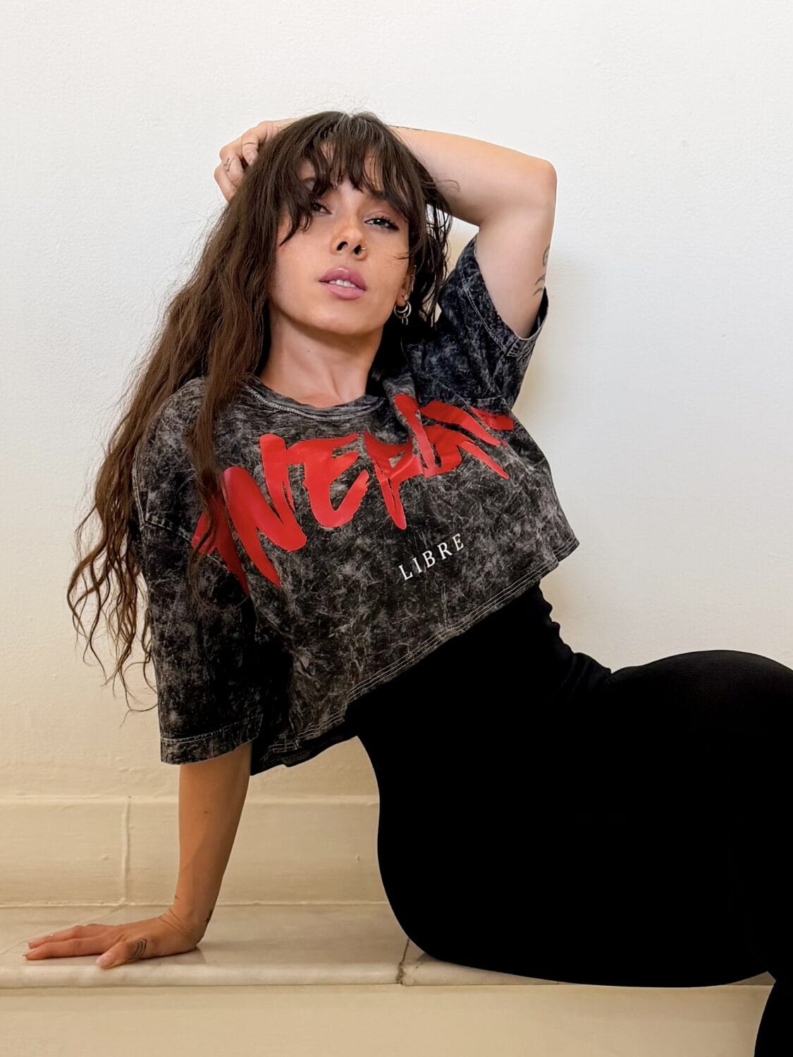 Playera Oversize Crop Top Mineral Mujer Energía Libre algodón 100% 5