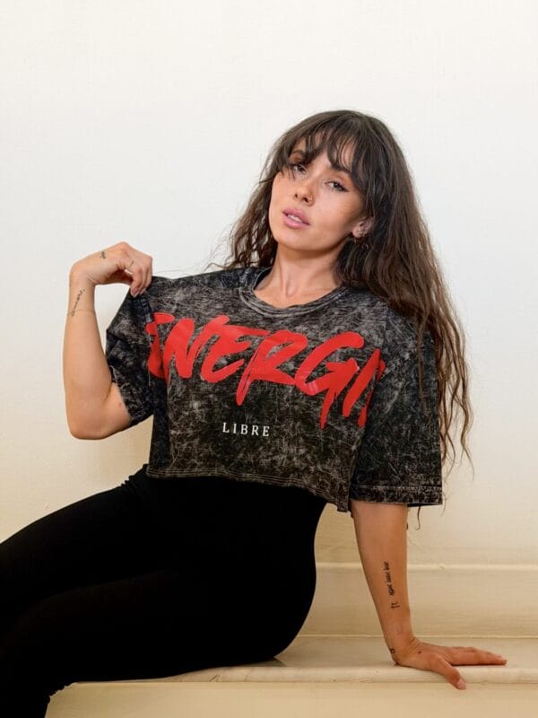 Playera Oversize Crop Top Mineral Mujer Energía Libre algodón 100% 1