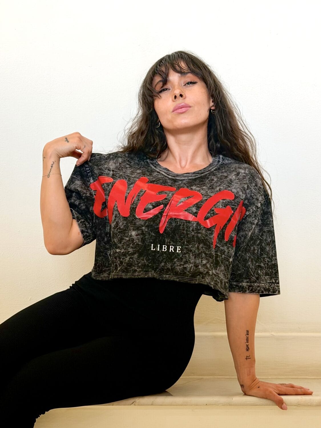 Playera Oversize Crop Top Mineral Mujer Energía Libre algodón 100% 3