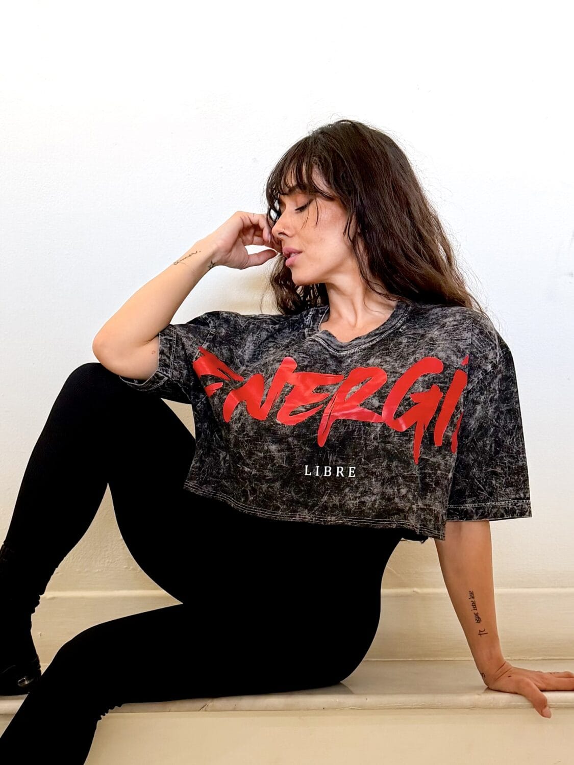 Playera Oversize Crop Top Mineral Mujer Energía Libre algodón 100% 2