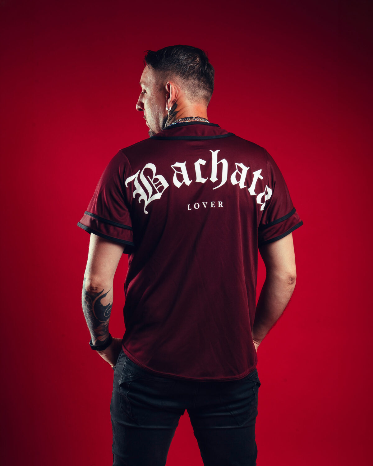bachata lover marron jersey unisex espalda