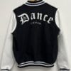 chamarra colegio bomber dance lover blanco con negro espalda