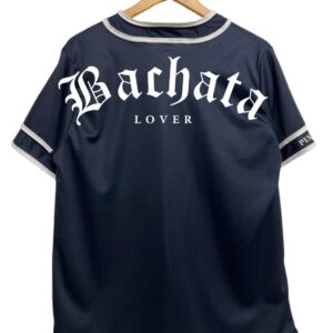 Jersey tipo baseball bachata lover para hombre color azul marino vista de espalda 1