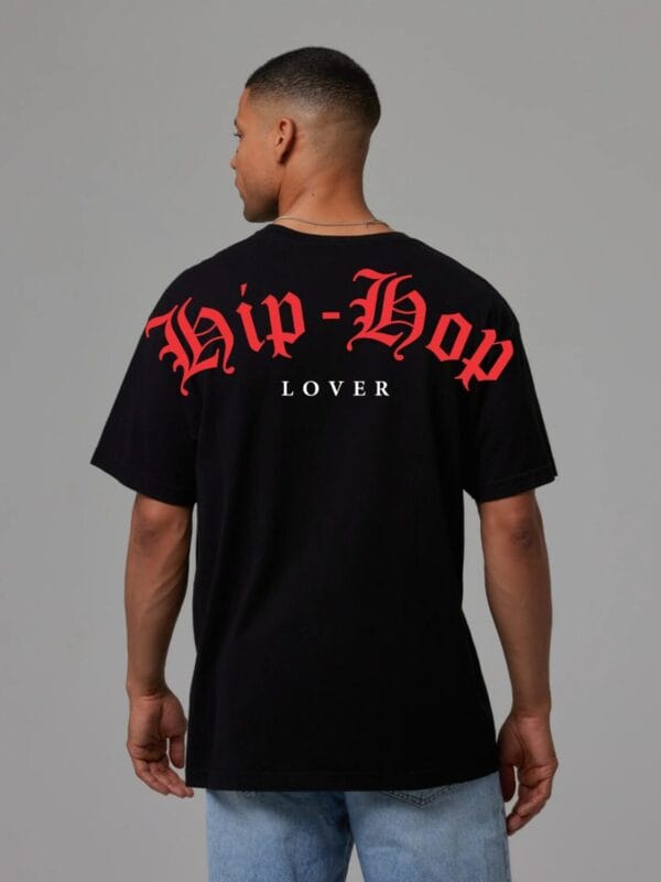 Playera para hombre HIP HOP LOVER color negro con rojo