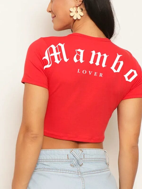 Crop Top MAMBO LOVER color rojo con blanco