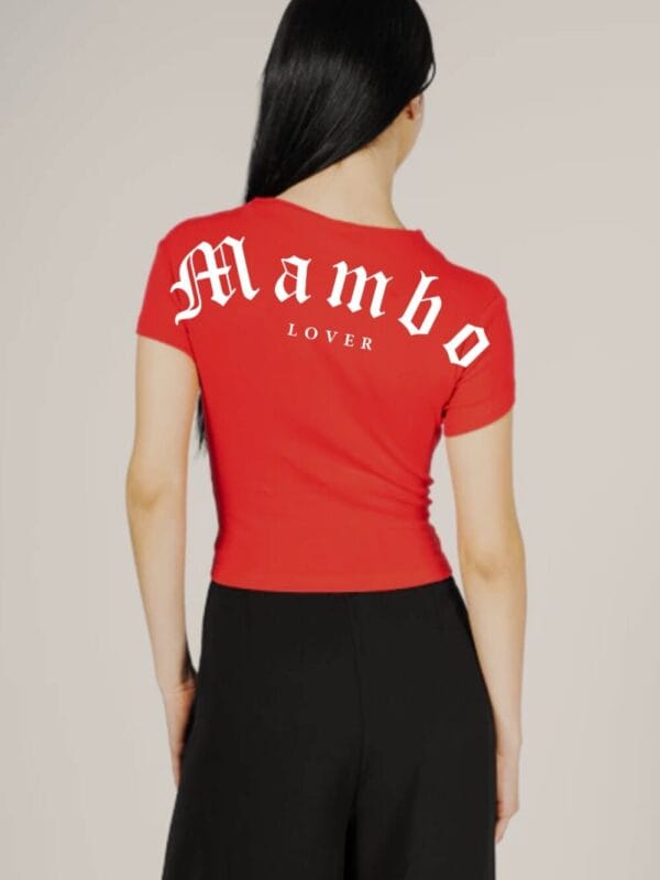 Playera MAMBO LOVER color rojo con blanco para mujer