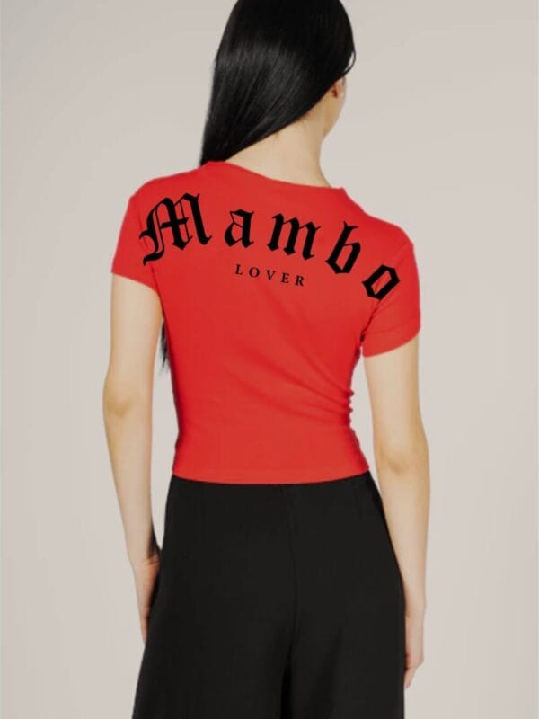 Playera MAMBO LOVER color rojo con negro para mujer