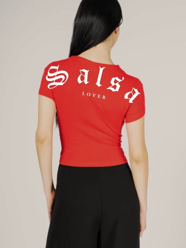 Playera SALSA LOVER color rojo con blanco para mujer