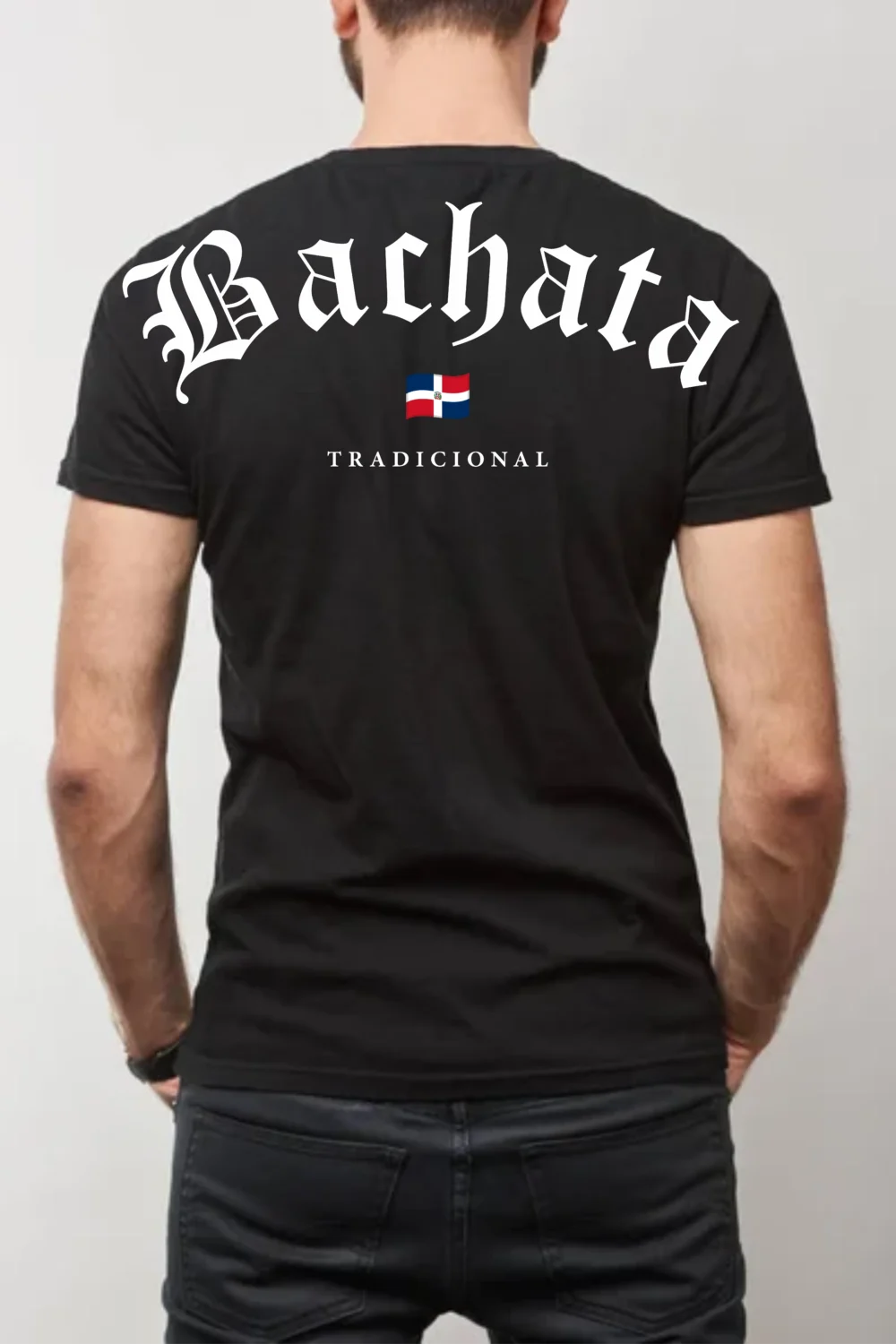 playera hombre bachata tradicional color negro espalda 1