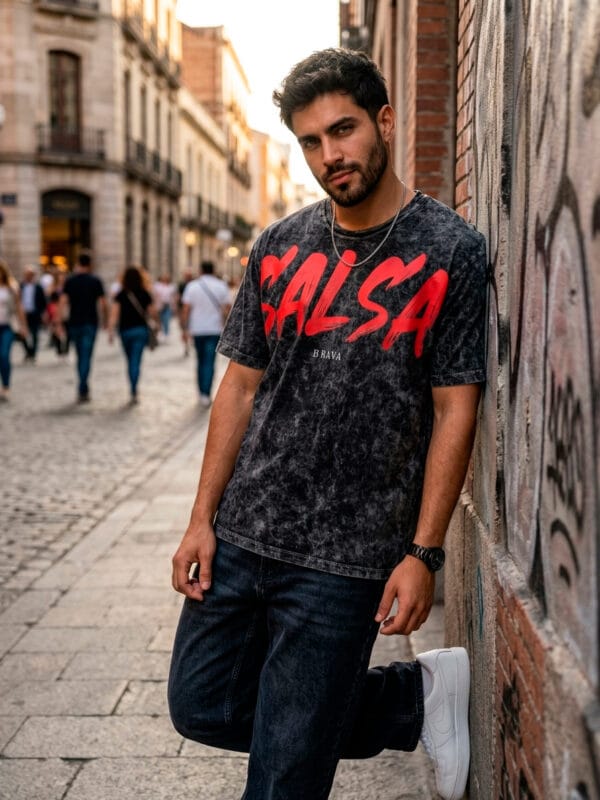 playera salsa brava color negro mineral unisex frente 1