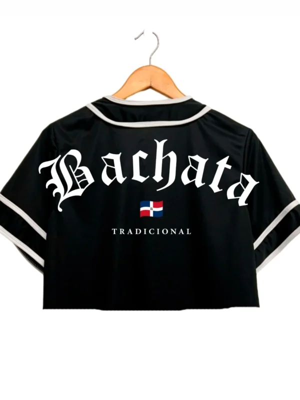 bachata tradicional crop top negro mujer jersey 1