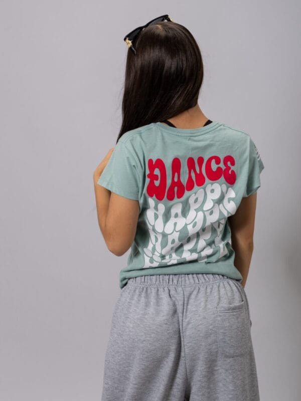 playera de mujer dance happy menta algodón de espalda 1