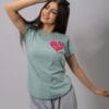 playera de mujer dance happy menta algodón de frente 2