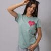 playera de mujer dance happy menta algodón de frente 4