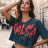 salsa brava crop top azul mineral de frente mujer 2
