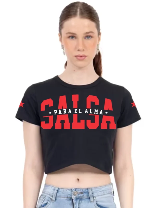 crop top salsa para el alma color negro para mujer