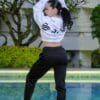 sudadera blanca salsa lover crop top